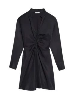 Sandro Celia Ruched Shirtdress Navy 8 Sandro Celia Ruched Shirtdress Navy -Sandro Sales Shop unnamed file 100
