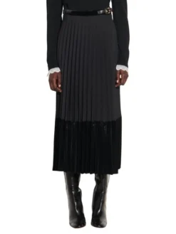 Sandro Velna Pleated Midi Skirt -Sandro Sales Shop unnamed file 104