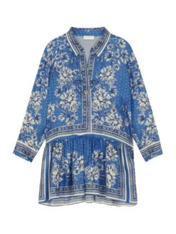 Sandro Chloe Patchwork-Print Silk Shirtdress