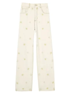 Sandro Cyriaque Daisy High-Rise Embroidered Wide-Leg Jeans