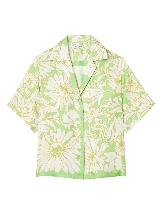 Sandro Limonade Boxy Floral Satin Shirt 3 Sandro Limonade Boxy Floral Satin Shirt