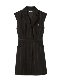 Sandro Vaiana Pinstriped Wool Dress