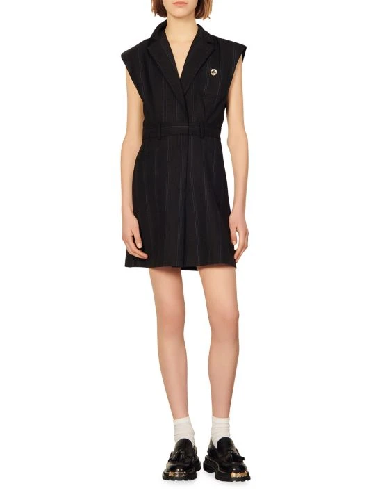 Sandro Vaiana Pinstriped Wool Dress 4 Sandro Vaiana Pinstriped Wool Dress - Image 2