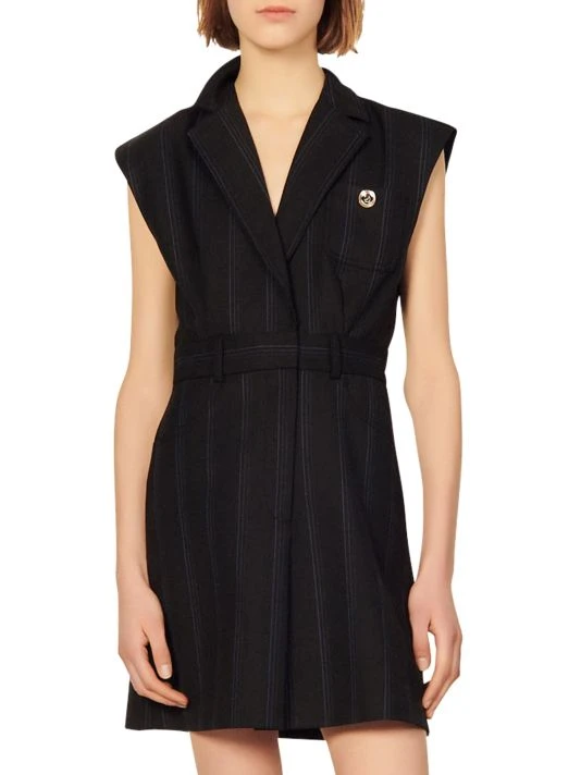 Sandro Vaiana Pinstriped Wool Dress 5 Sandro Vaiana Pinstriped Wool Dress - Image 3