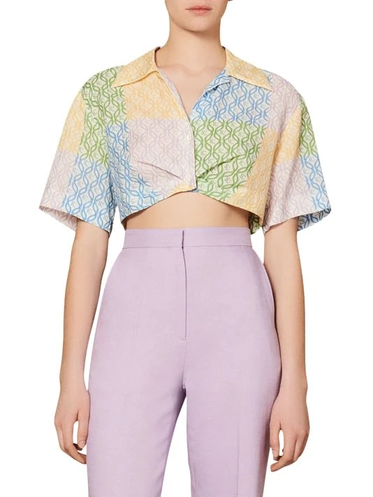 Sandro Leona Cropped Monogrammed Shirt 5 Sandro Leona Cropped Monogrammed Shirt - Image 3