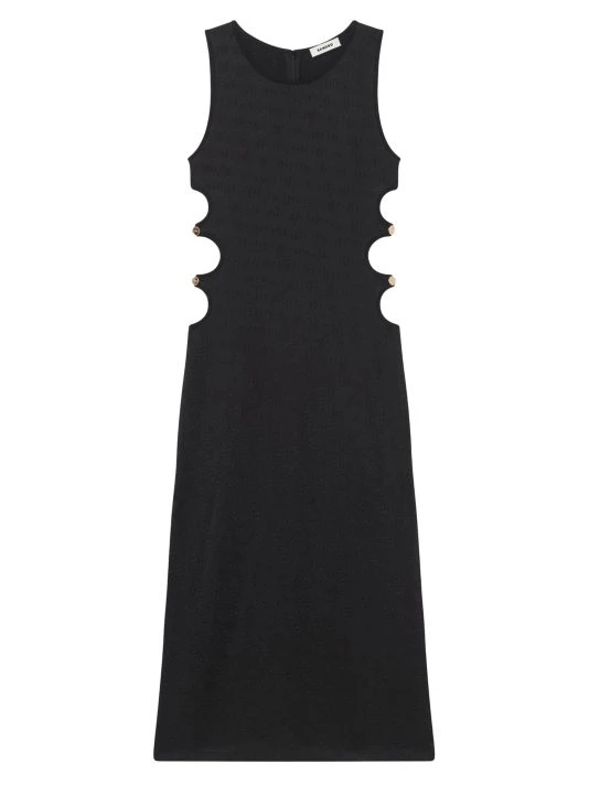 Sandro Magda Jacquard Button-Embellished Cut-Out Dress 3 Sandro Magda Jacquard Button-Embellished Cut-Out Dress