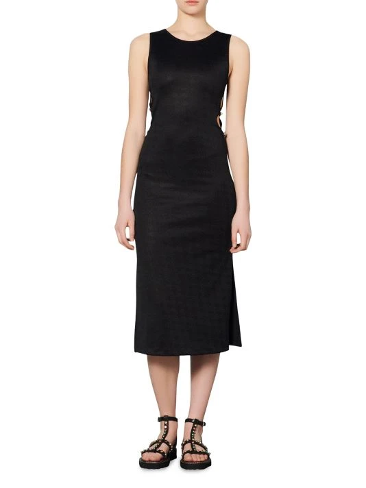 Sandro Magda Jacquard Button-Embellished Cut-Out Dress 4 Sandro Magda Jacquard Button-Embellished Cut-Out Dress - Image 2