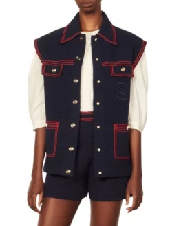 Sandro Clovis Contrast-Trim Tweed Vest -Sandro Sales Shop unnamed file 338