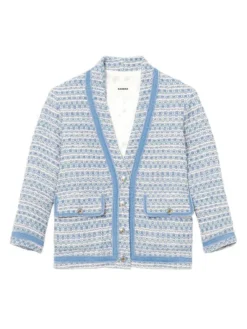 Sandro Amelia Tweed V-Neck Jacket