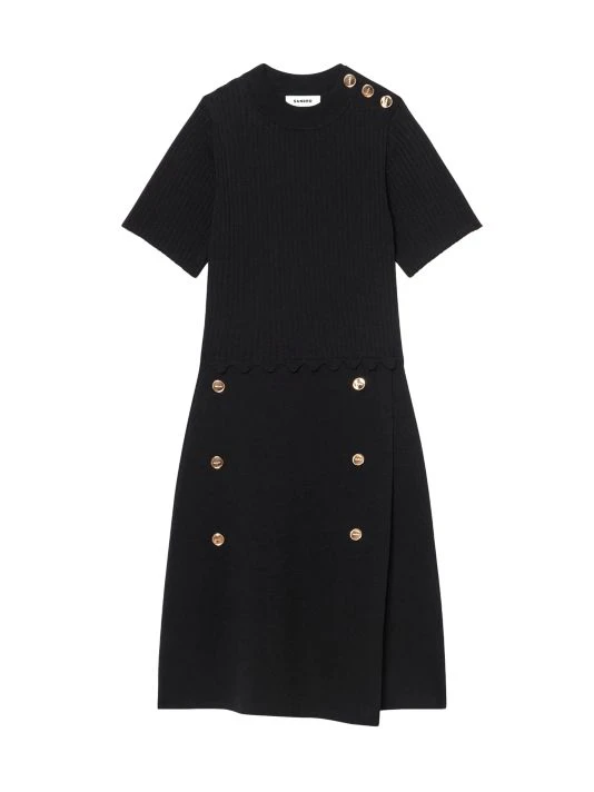 Sandro Alyssa Knit Fit-&-Flare Dress Beige 5 Sandro Alyssa Knit Fit-&-Flare Dress Beige - Image 3