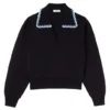 Sandro Crochet-Collar Pullover Sweater