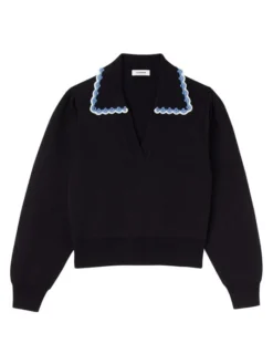 Sandro Crochet-Collar Pullover Sweater
