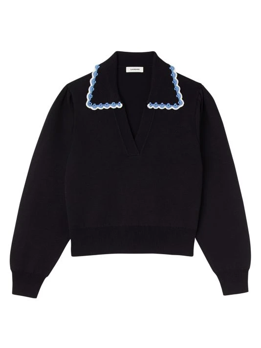 Sandro Crochet-Collar Pullover Sweater 3 Sandro Crochet-Collar Pullover Sweater