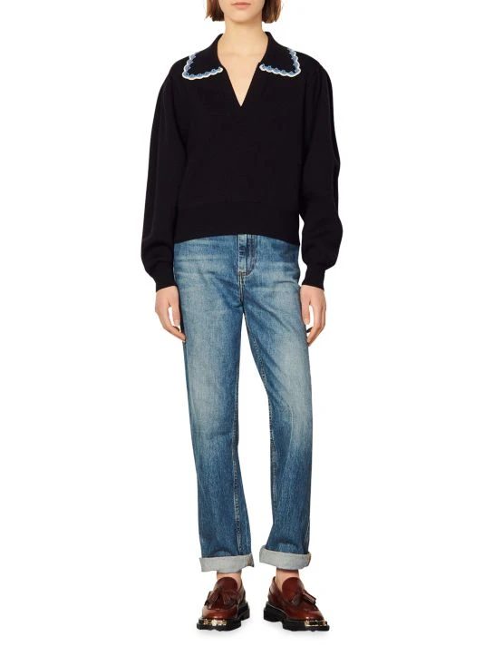 Sandro Crochet-Collar Pullover Sweater 4 Sandro Crochet-Collar Pullover Sweater - Image 2