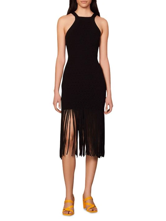 Sandro Susanne Knit Fringe-Trim Dress 4 Sandro Susanne Knit Fringe-Trim Dress - Image 2