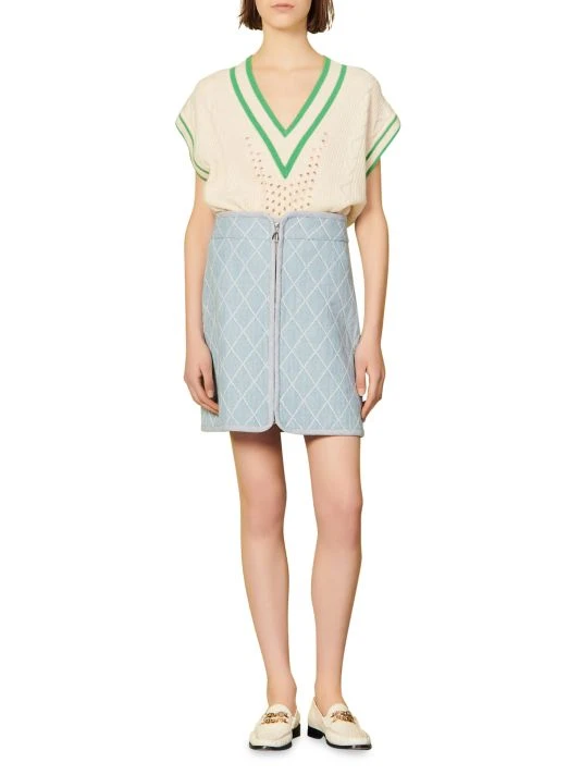 Sandro Amaya Quilted Denim Mini Skirt 4 Sandro Amaya Quilted Denim Mini Skirt - Image 2