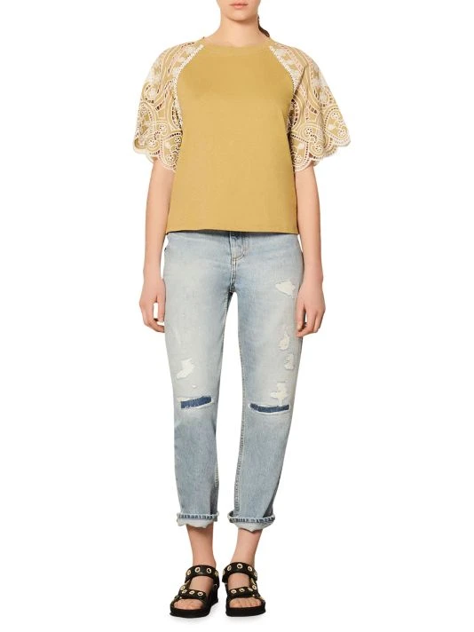 Sandro Lecci Guipure-Sleeve T-Shirt 4 Sandro Lecci Guipure-Sleeve T-Shirt - Image 2