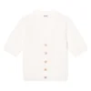 Sandro Nolan Ribbed Star Button Cardigan Off White