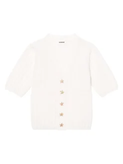 Sandro Nolan Ribbed Star Button Cardigan Off White