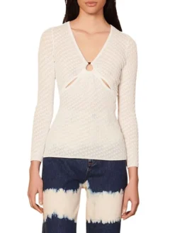 Sandro Tahys Pointelle-Knit Sweater -Sandro Sales Shop unnamed file 591
