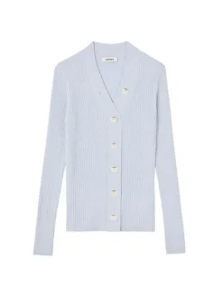Sandro Gabrielle Silk-Blend Cardigan Blue Sky