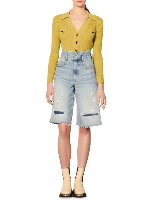 Sandro Celestin Super High-Rise Distressed Cut-Off Jean Shorts 4 Sandro Celestin Super High-Rise Distressed Cut-Off Jean Shorts - Image 2