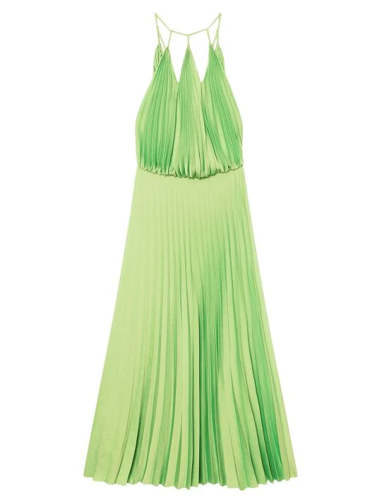 Sandro Noelia Pleated Midi Dress Apple Green 5 Sandro Noelia Pleated Midi Dress Apple Green - Image 3