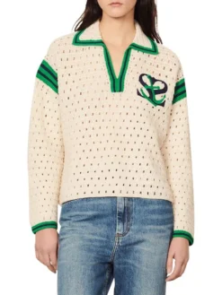 Sandro Nicolas Logo-Embroidered Crochet Sweater -Sandro Sales Shop unnamed file 732