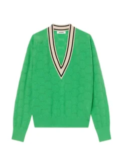 Sandro Lorezo Polka Dot V-Neck Sweater Ecru -Sandro Sales Shop unnamed file 763