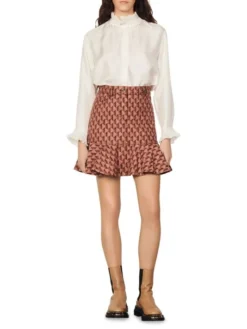 Sandro Pauline Jacquard Monogram Mini-Skirt -Sandro Sales Shop unnamed file 769