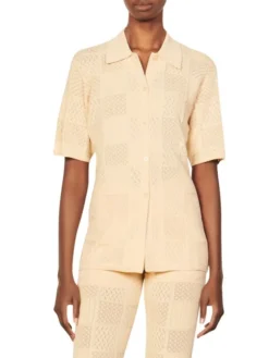 Sandro Isaiah Pointelle-Knit Shirt -Sandro Sales Shop unnamed file 786