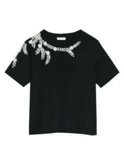 Sandro Embellished Cotton T-Shirt Orange -Sandro Sales Shop unnamed file 865